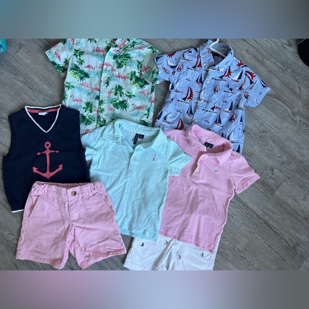 Janie and Jack Summer Bundle with Cabana Tops, Shirts and Shorts
